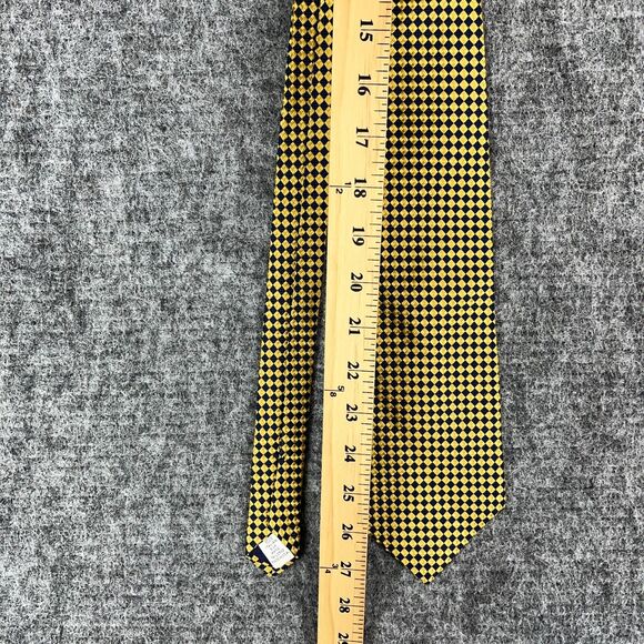 Paul Fredrick Tie Mens 54" Italian Silk Abstract Design Formal Yellow Made USA - Picture 6 of 8